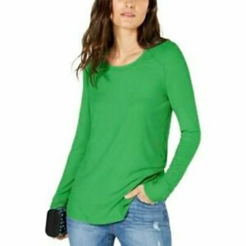 INC International Concepts Women's Ribbed T-Shirt Green Size M - Medium