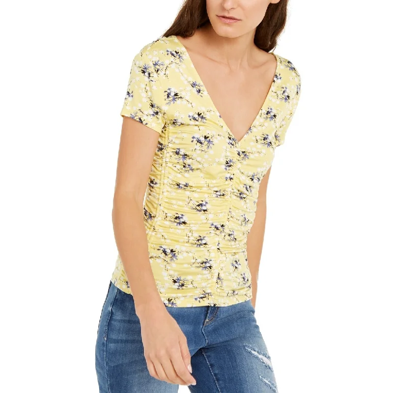 INC International Concepts Women's Ruched-Front T-Shirt Yellow Size Extra Large