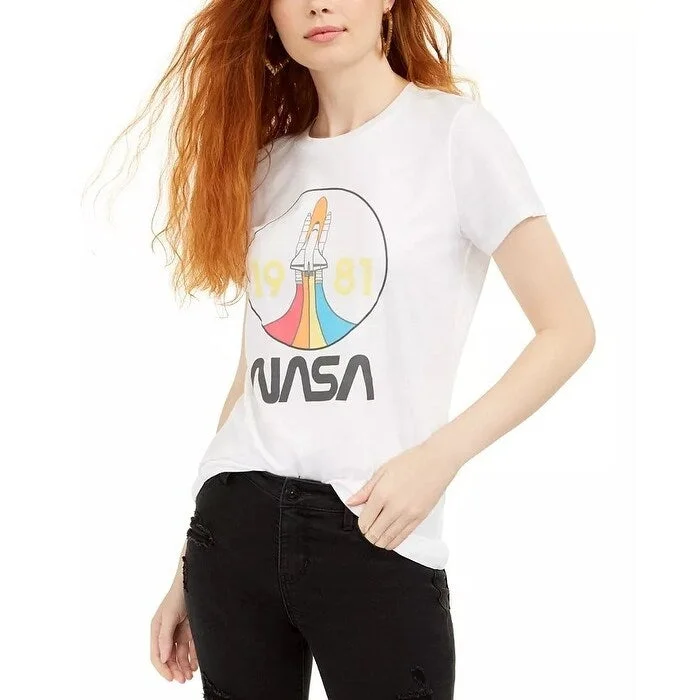 Love Tribe Juniors' 1981 Nasa Graphic T-Shirt White Size Medium