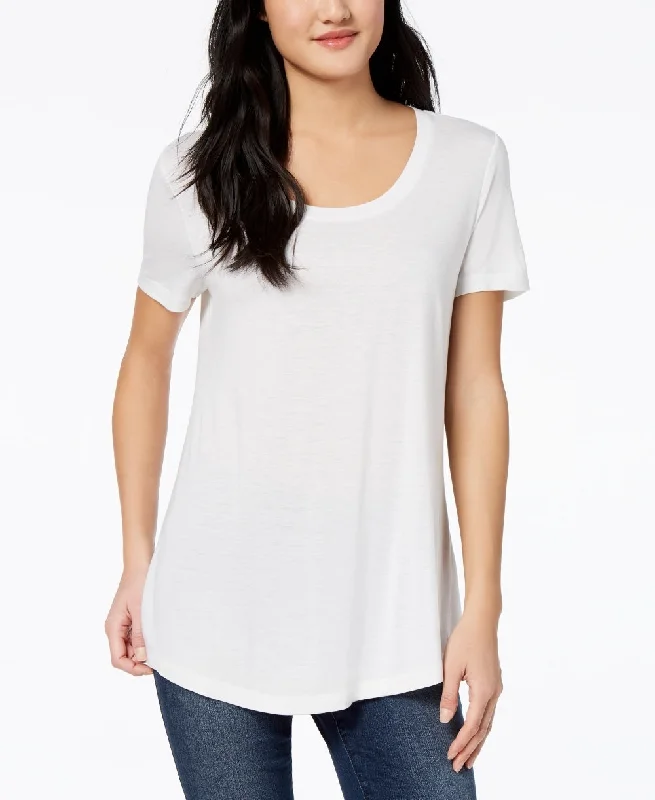 Maison Jules Women's Scoop Neck T-Shirt White Size Small