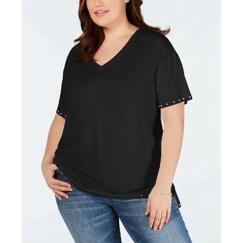 One A Women's Studded T-Shirt Black Size 1X