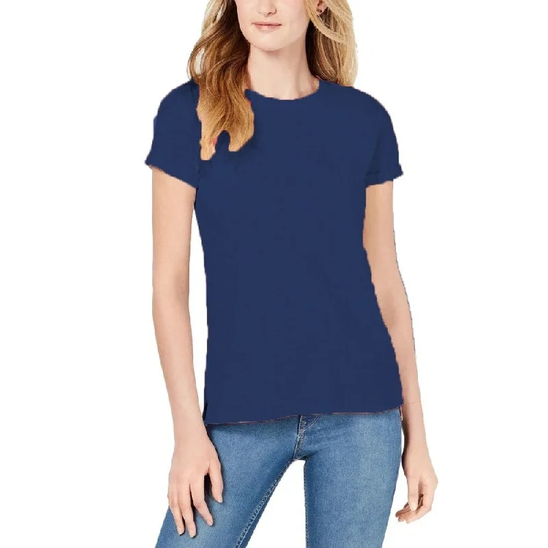 Style & Co Women's Cotton Crew-Neck T-Shirt Industrial Blue Size Medium - Navy