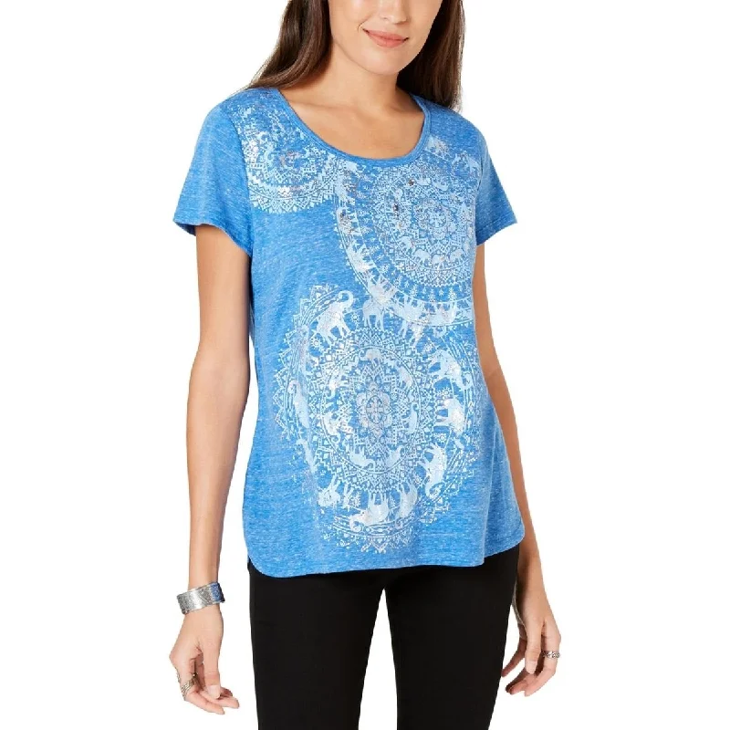 Style & Co Women's Graphic Print T-Shirt Blue Size Extra Small - X-Small