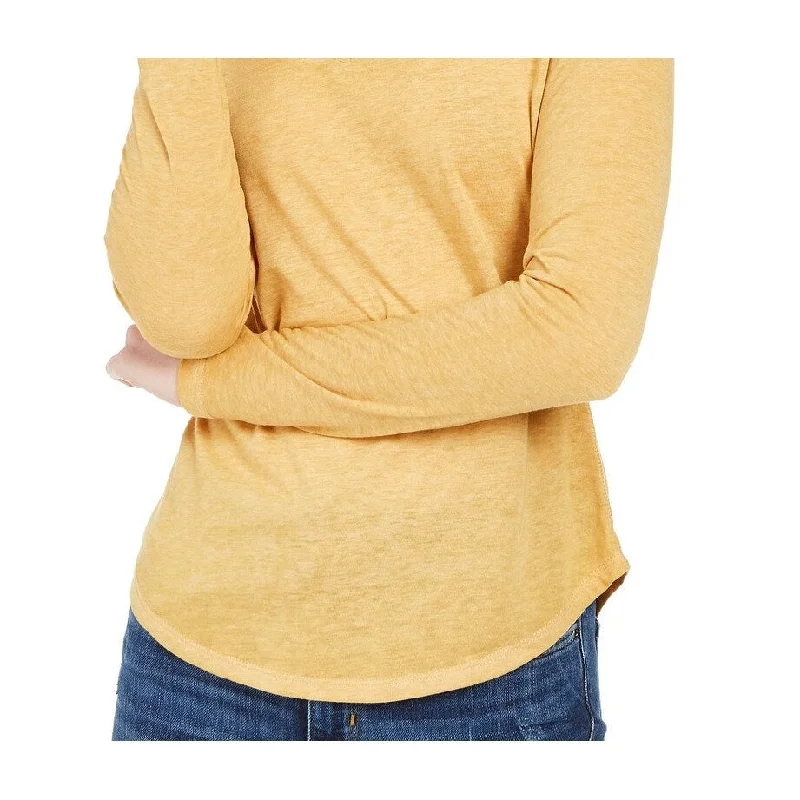 Ultra Flirt Juniors' Long-Sleeved Textured Boyfriend T-Shirt Yellow Size Small