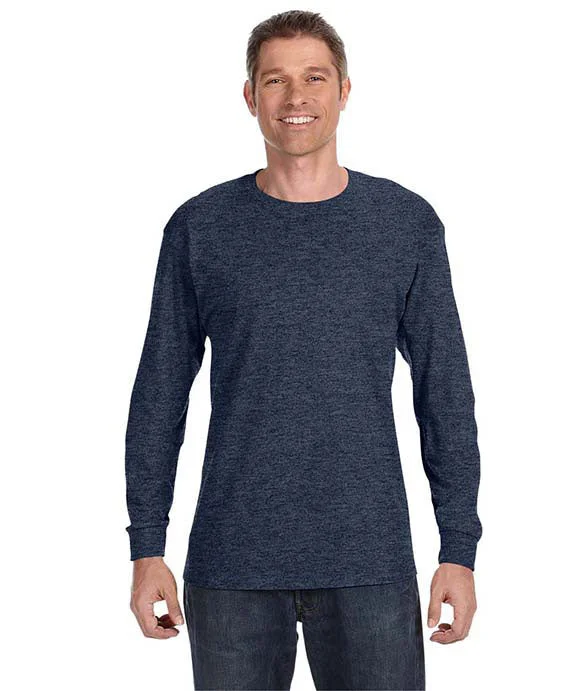 29LS - Jerzees Adult 5.6 oz. DRI-POWER® ACTIVE Long-Sleeve T-Shirt | Vintage Heather Navy