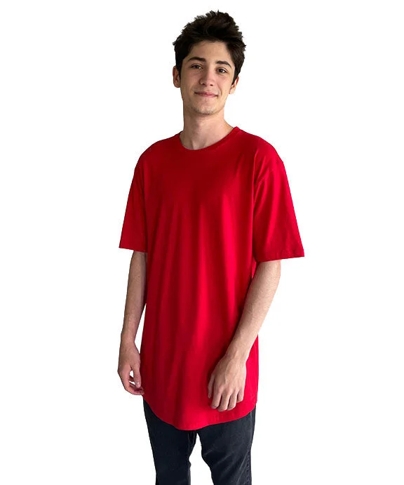 3602 - Next Level Mens Cotton Long Body Crew Neck T-Shirt | Red