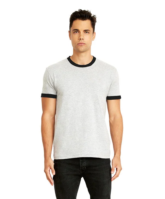 3604 - Next Level Unisex Ringer T-Shirt | Heather Grey/Black