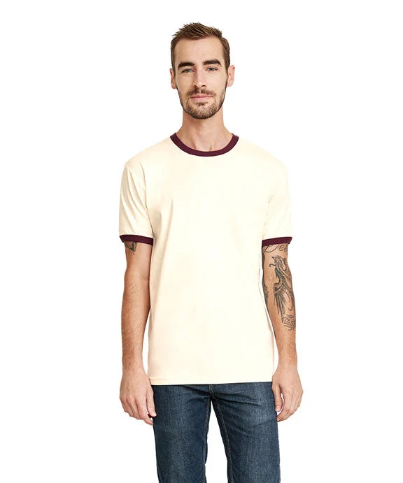 3604 - Next Level Unisex Ringer T-Shirt | Natural/Maroon