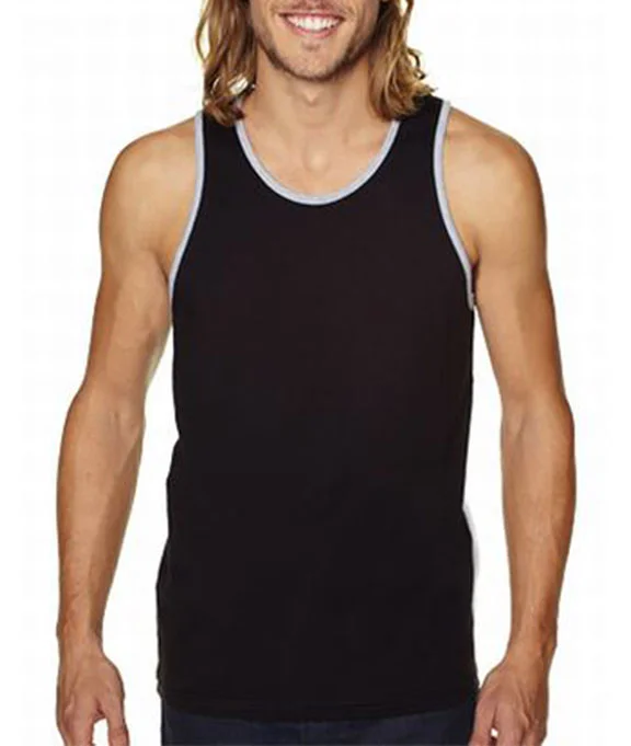 3633 - Next Level Mens Premium Jersey Tank Top | Black/Heather Grey