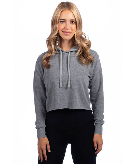 9384 - Next Level Ladies Cropped Pullover Hooded Sweatshirt | Heather Gray