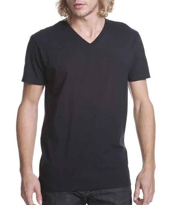 N3200 - Next Level Mens Premium Fitted Short Sleeve V-Neck T-Shirt | Black