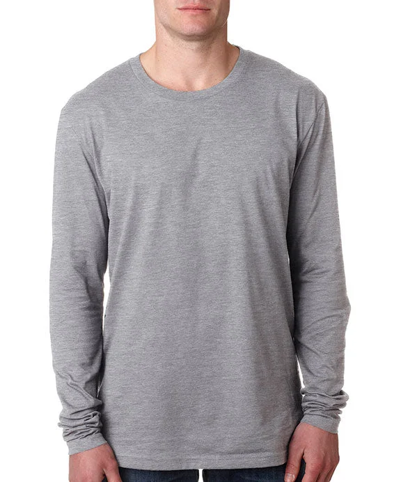 N3601 - Next Level Mens Premium Fitted Long Sleeve Crew Neck T-Shirt | Heather Grey