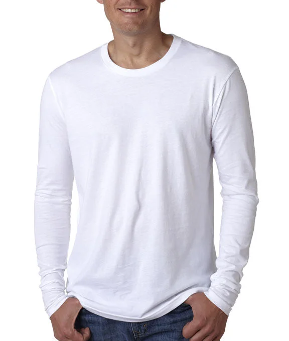 N3601 - Next Level Mens Premium Fitted Long Sleeve Crew Neck T-Shirt | White