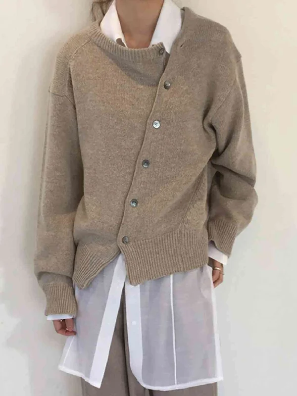 Dropped Shoulder Buttoned Cardigan