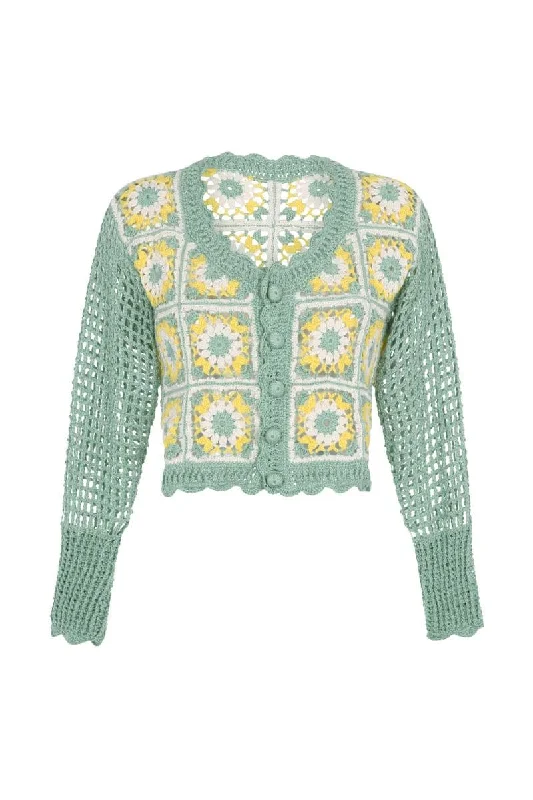 FLORA GREEN CROCHET CARDIGAN