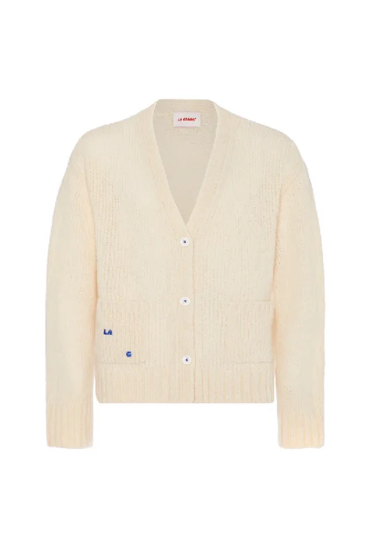 LA G KNITTED CREAM CARDIGAN