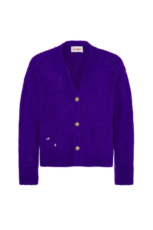 LA G KNITTED PURPLE CARDIGAN