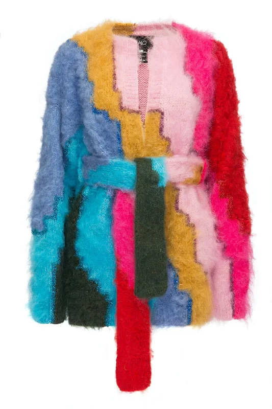 OVERSIZED BELTED MOHAIR CARDIGAN