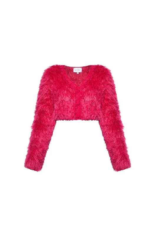 POP PINK FLUFFY CARDIGAN