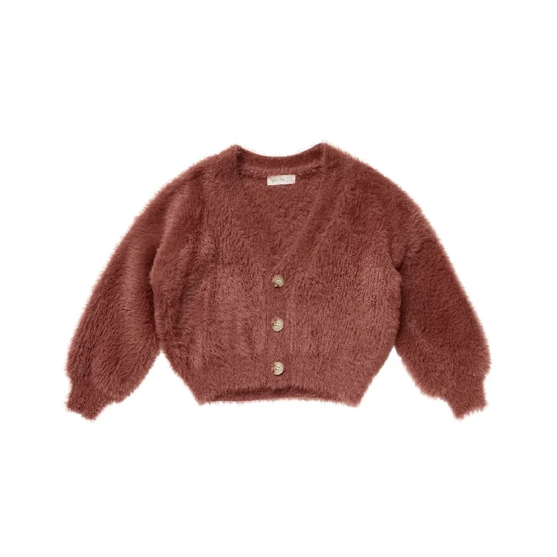 Rylee + Cru Boxy Crop Cardigan - Ruby